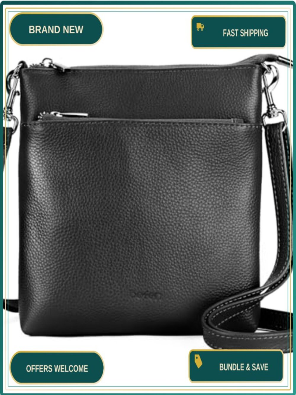 Genuine Leather Crossbody Purse Adjustable Strap Travel Bag
